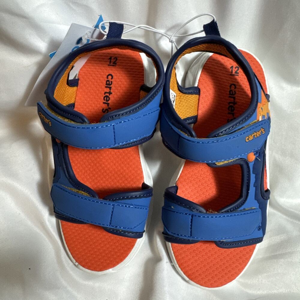 Carter’s Light Up Sandals Dinosaurs Blue Orange Size 12 Futura NWT NEW